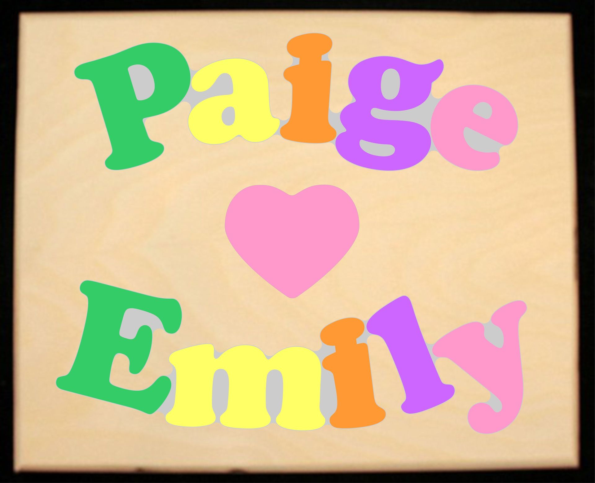 Custom 2 Name Puzzle with a Heart or Butterfly in the center - Primary or Pastel, (FREE SHIPPING)