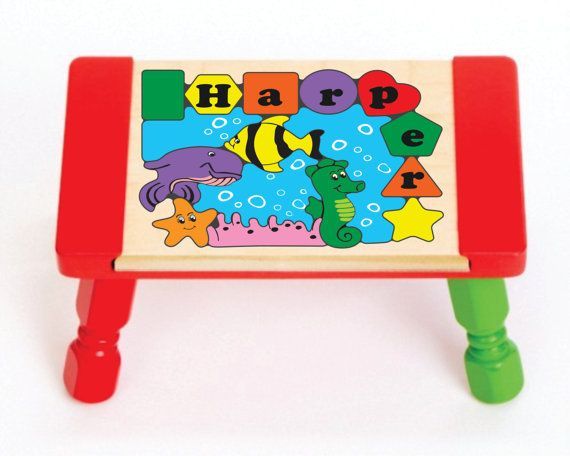 Personalized Name Under Water Fish World Theme Puzzle Stool - (FREE SHIPPING)