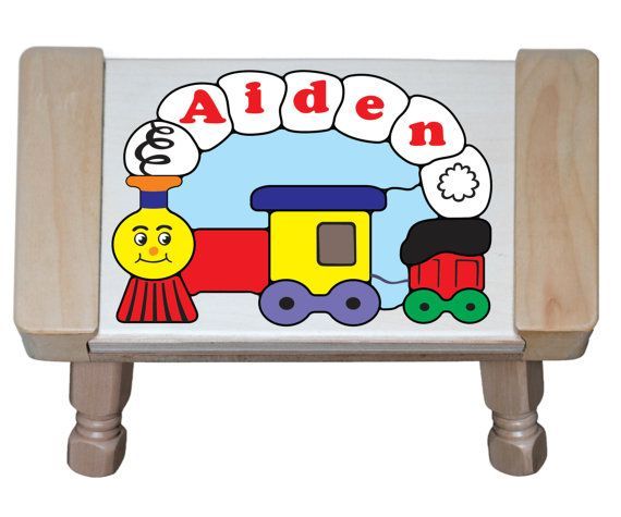 Personalized Name Small Train Theme Puzzle Stool - (FREE SHIPPING)