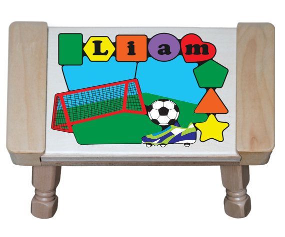 Personalized Name Soccer Theme Puzzle Stool - (FREE SHIPPING)