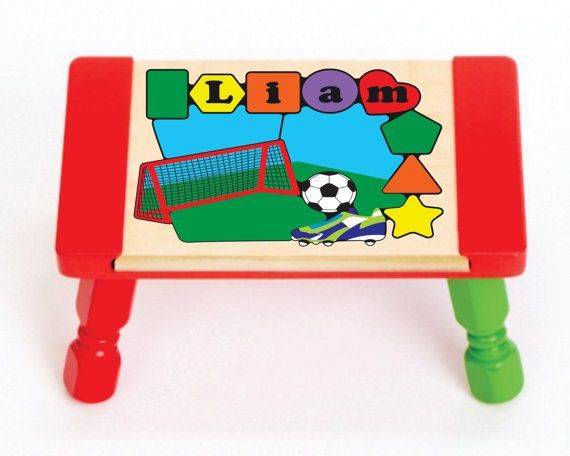 Personalized Name Soccer Theme Puzzle Stool - (FREE SHIPPING)