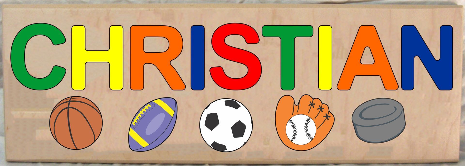 CUSTOM LONG BOARD NAME SPORTS THEME PUZZLE - PRIMARY OR PASTEL, (FREE SHIPPING)