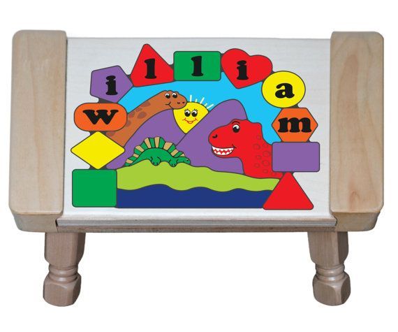 Personalized Name Three Dinosaurs Theme Puzzle Stool - (FREE SHIPPING)