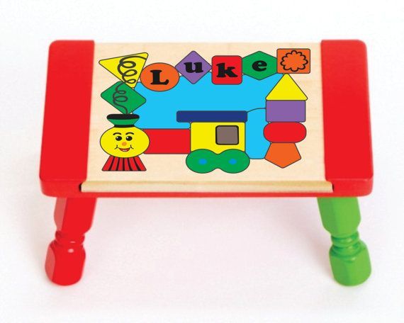 Personalized Name Train Shapes Theme Puzzle Stool - (FREE SHIPPING)
