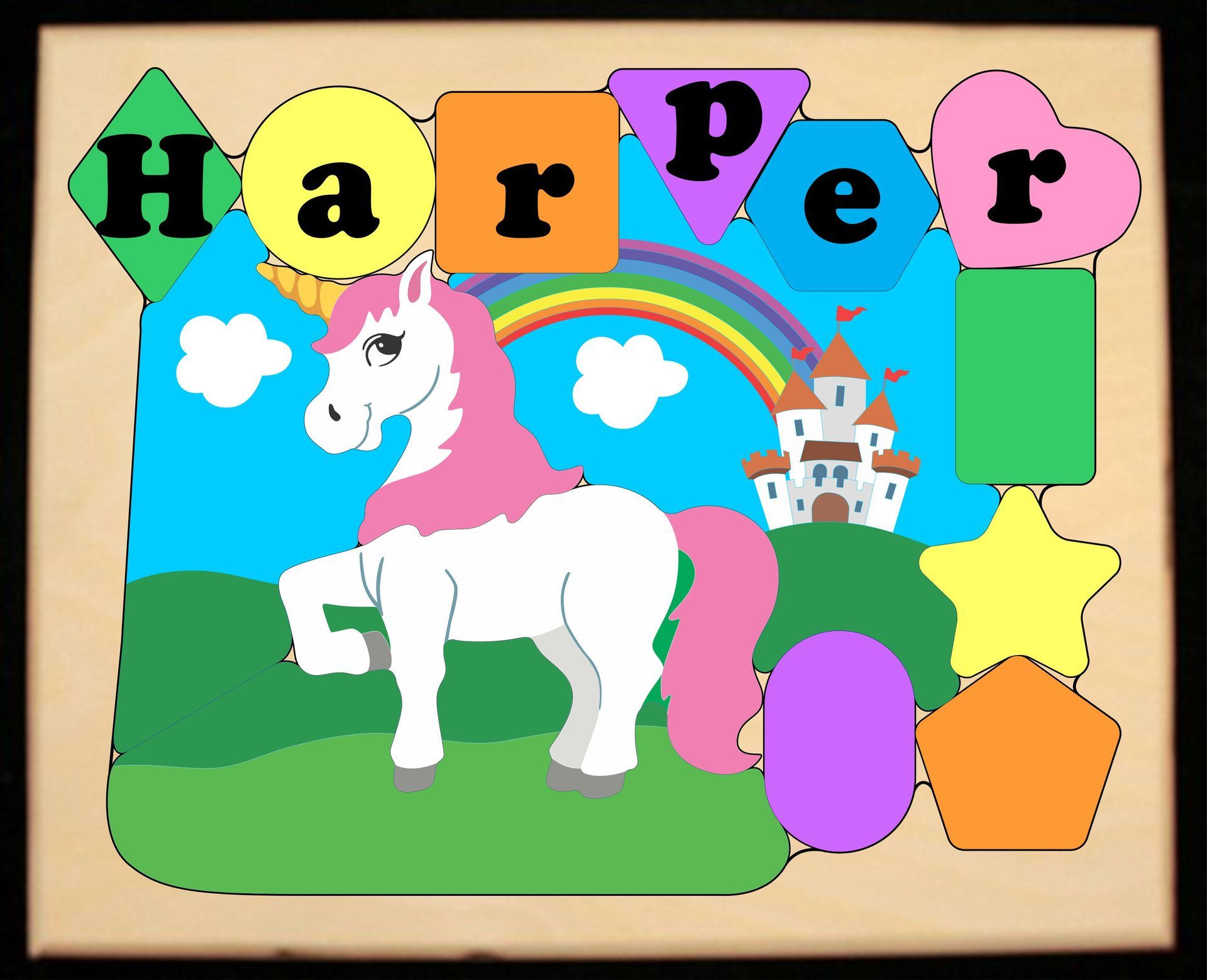 Personalized Name Unicorn Theme Puzzle - Pastel (FREE SHIPPING)