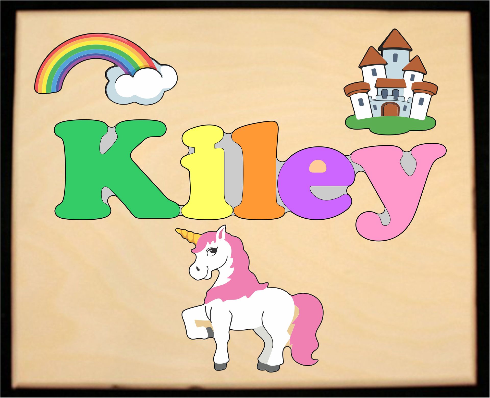 Custom Name(s) Unicorn Theme Puzzle in upper and lower case letters - Primary or Pastel (FREE SHIPPING)