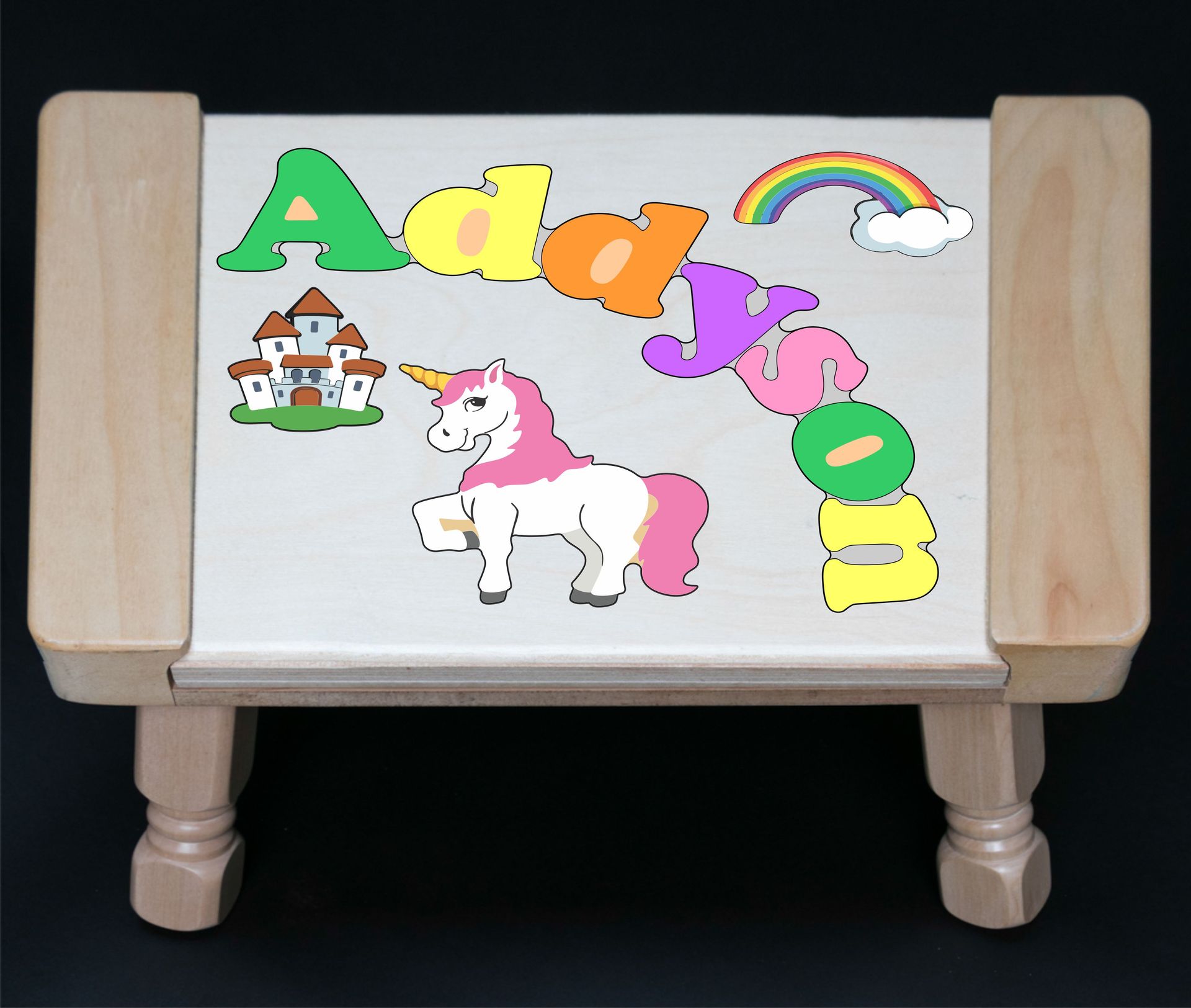 Custom Name(s) Unicorn Theme Puzzle in upper and lower case letters - Primary or Pastel (FREE SHIPPING)
