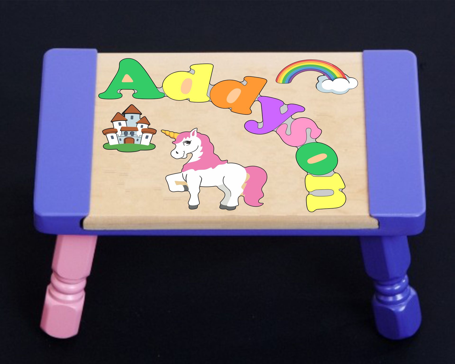 Custom Name(s) Unicorn Theme Puzzle in upper and lower case letters - Primary or Pastel (FREE SHIPPING)