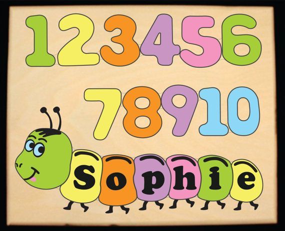 Personalized Name Number Worm Theme Puzzle - Pastel - (FREE SHIPPING)