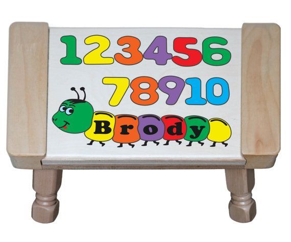 Personalized Name Number Worm Theme Puzzle Stool -  Primary (FREE SHIPPING)