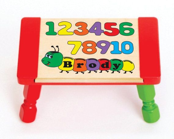 Personalized Name Number Worm Theme Puzzle Stool -  Primary (FREE SHIPPING)