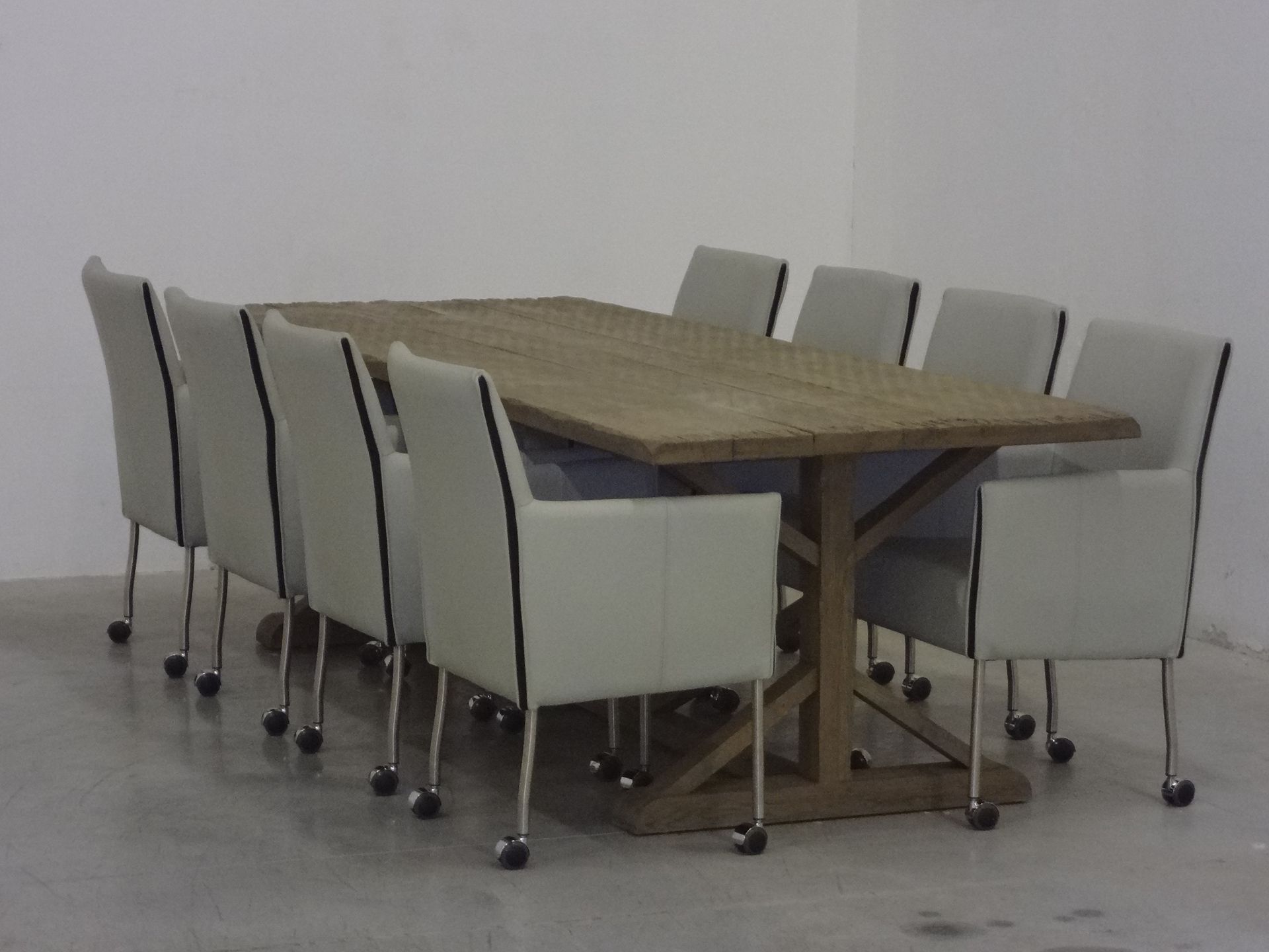 Design Armstoelen Viton Toledo leer Perle 6 stuks