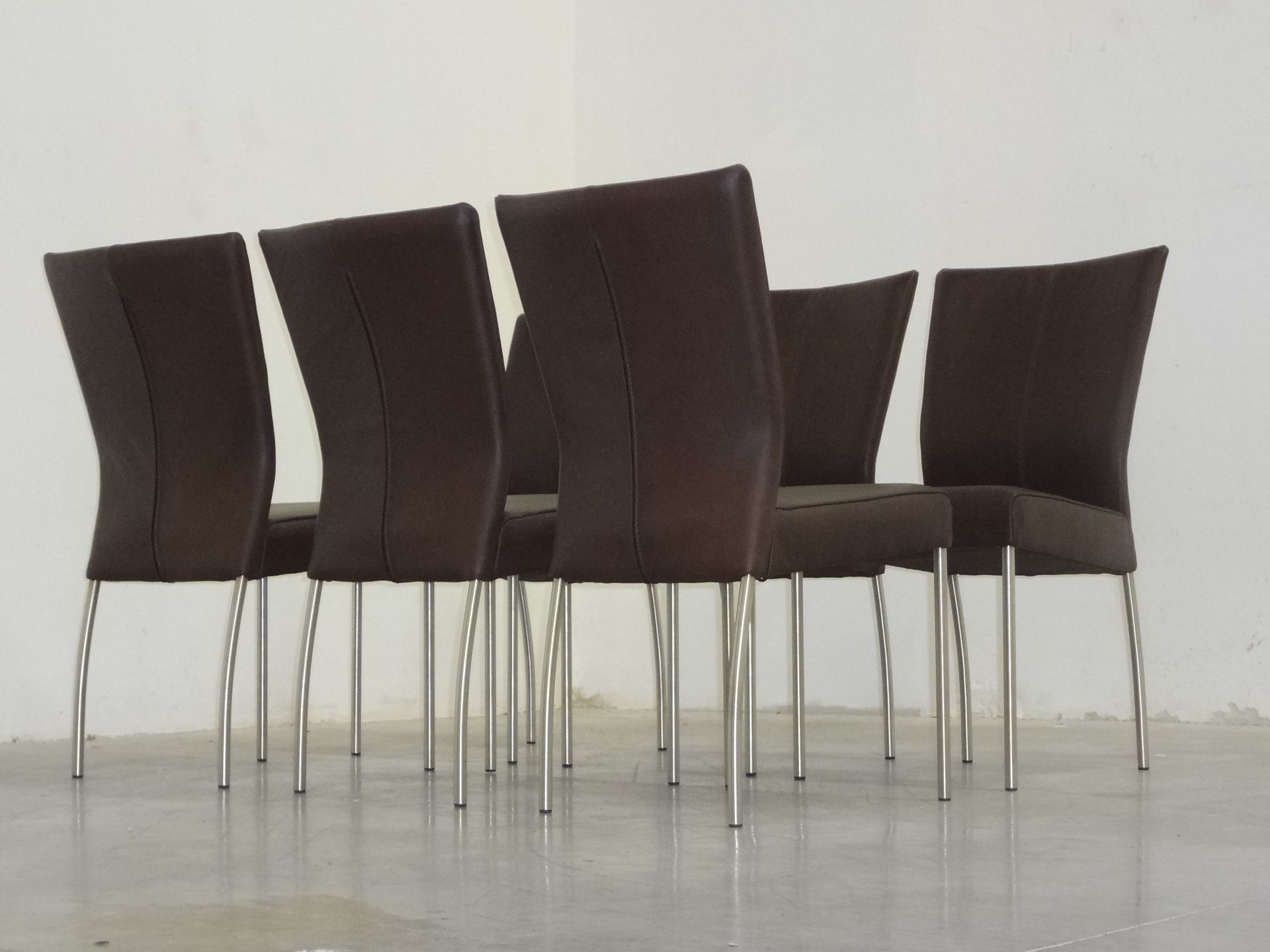 Dorex Design Stoelen 6 stuk in Toledo antraciet leer rvs poten