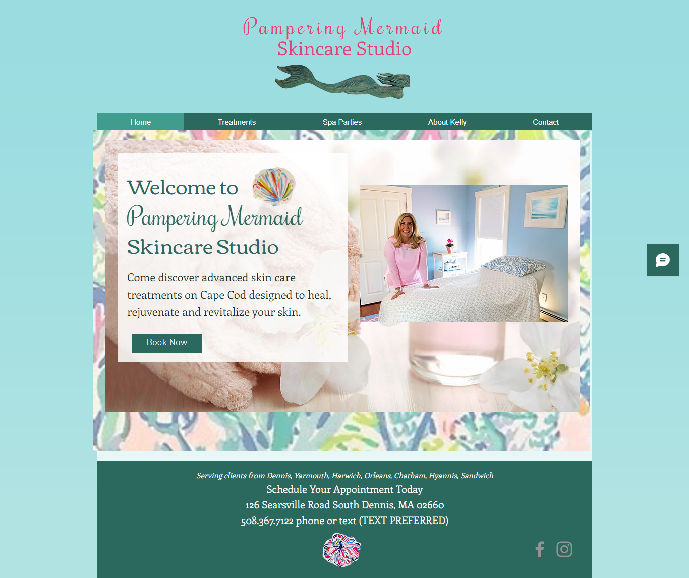 Pampering Mermaid Skincare Studio webpage