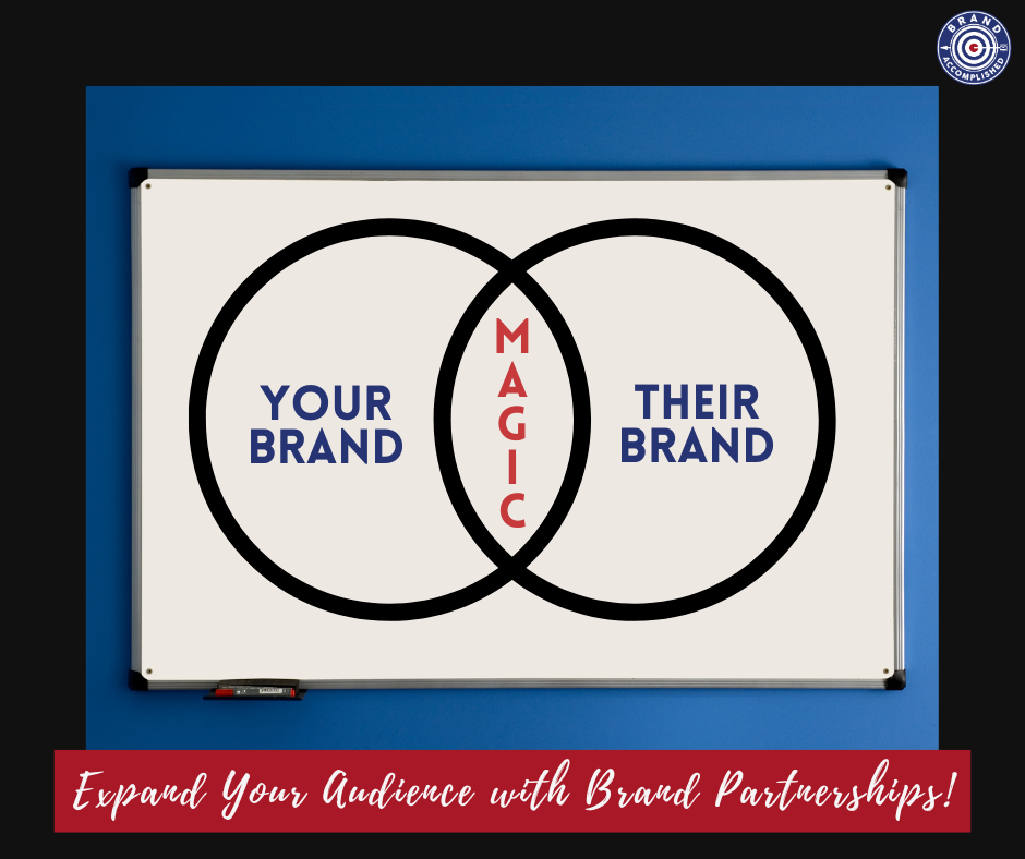 A whiteboard with the words your brand and their brand on it