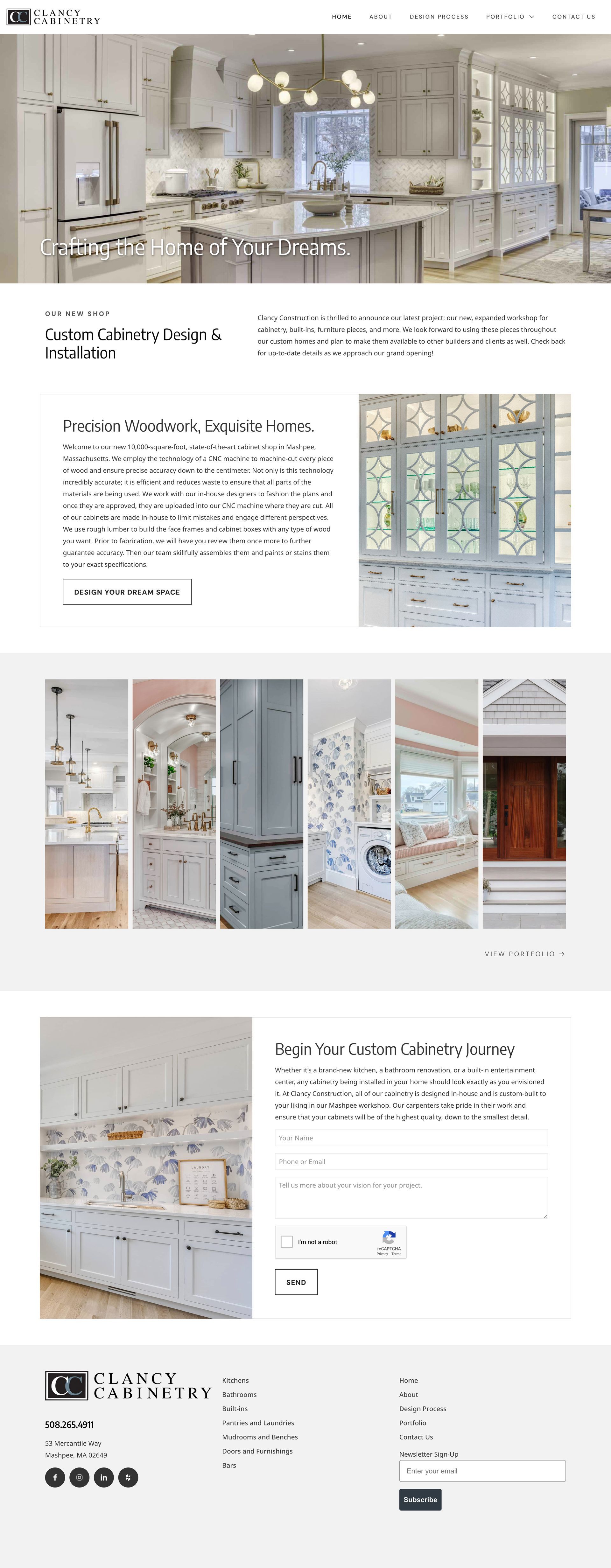 A screenshot of a website showing a kitchen with white cabinets.