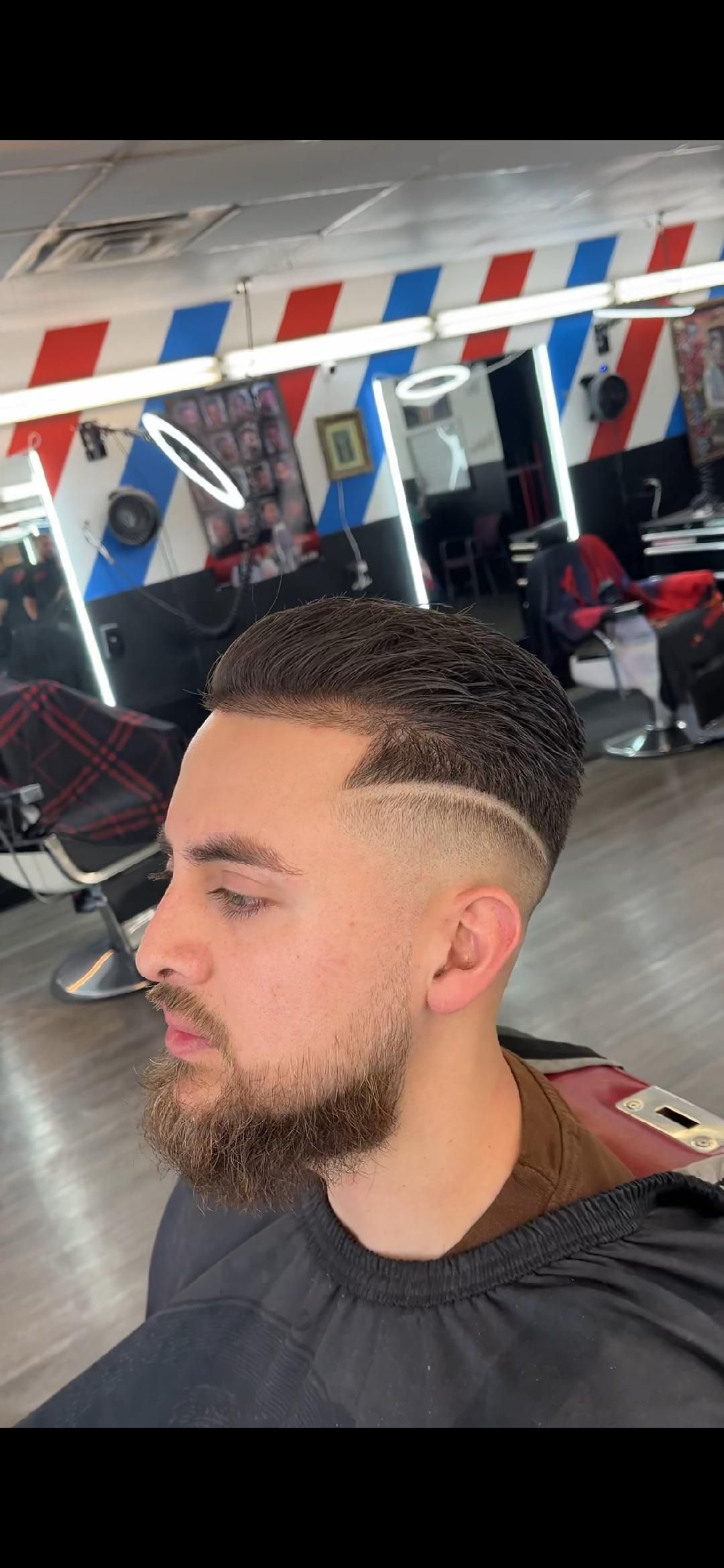 Medium Fade Beard Work Trim On Top 
Dallas Texas 