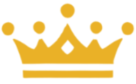 Golden crown with five points, a diamond in the center, and circular embellishments.