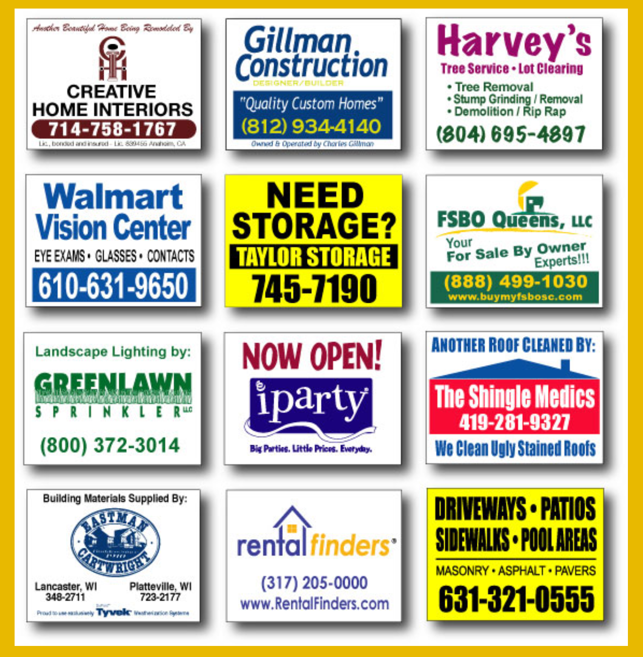 A bunch of signs with one that says need storage