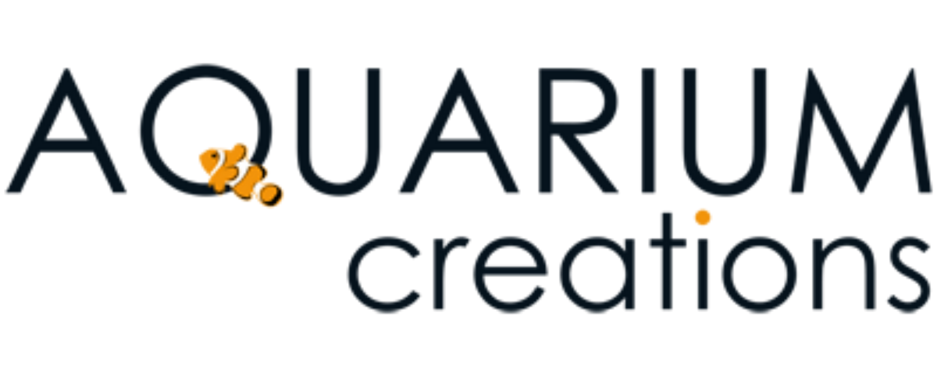 Logo pour Aquarium Creations comprenant du texte et un dessin de poisson-clown.