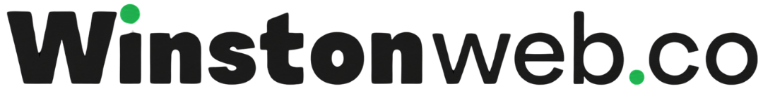 Winstonweb.co logo in black and green text on a white background