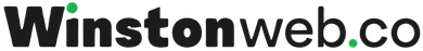 Winstonweb.co logo in black and green text on a white background