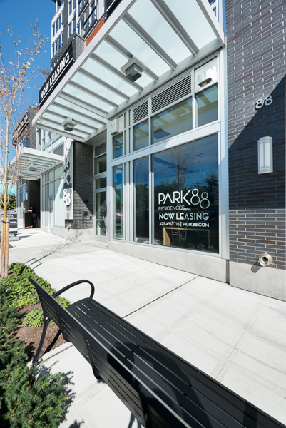 Photo of the Park88 entrance from the sidewalk