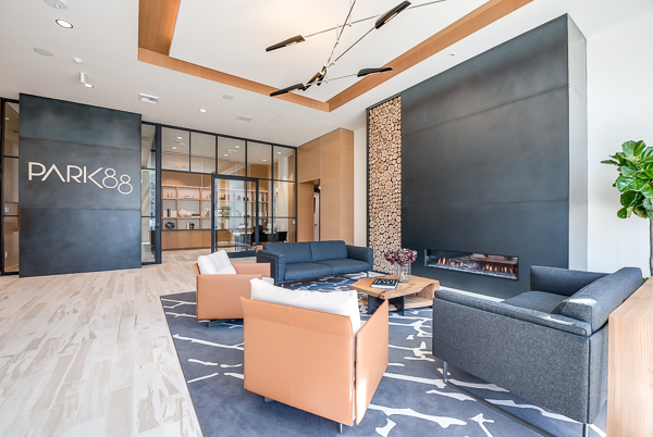 Photo of the lobby featuring a small lounge to sit at