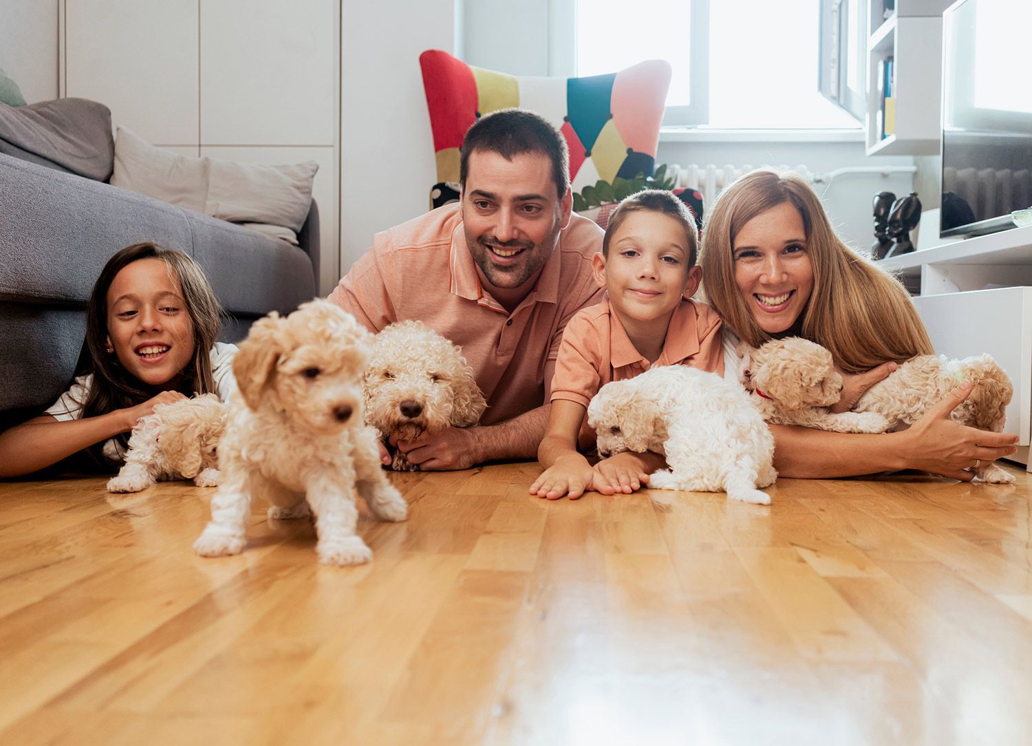 Happy Family with their Puppies — Haubstadt, IN — Floor It 41