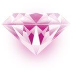 A pink diamond with a purple center on a white background.