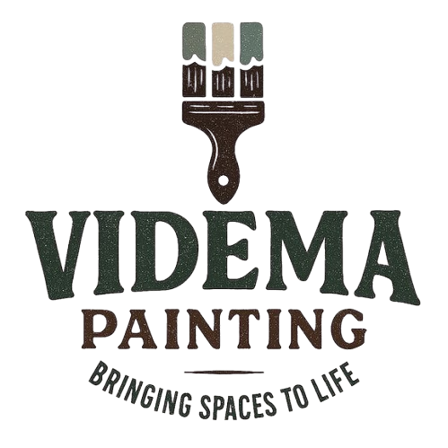 Logo for Videma Painting: Paintbrush with text 