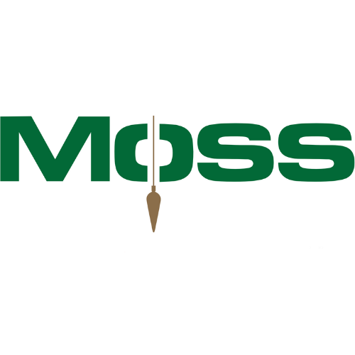 The moss logo is green and has a stick in the middle.