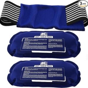 Ice Packs for Injuries Reusable (3-Piece Set) – Hot and Cold Ice Pack Therapy Gel Wrap Support 