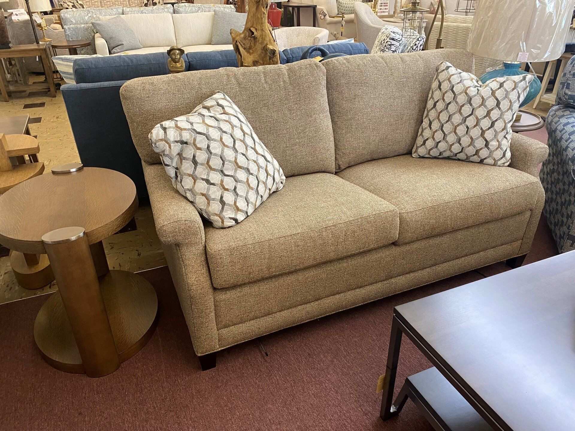 Tan Sofa With Small Pillows — Livonia, MI — Chris Furniture