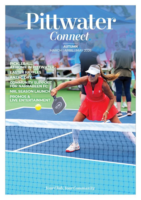 Pittwater Connect magazine Autumn 2026 Pickleball player on court