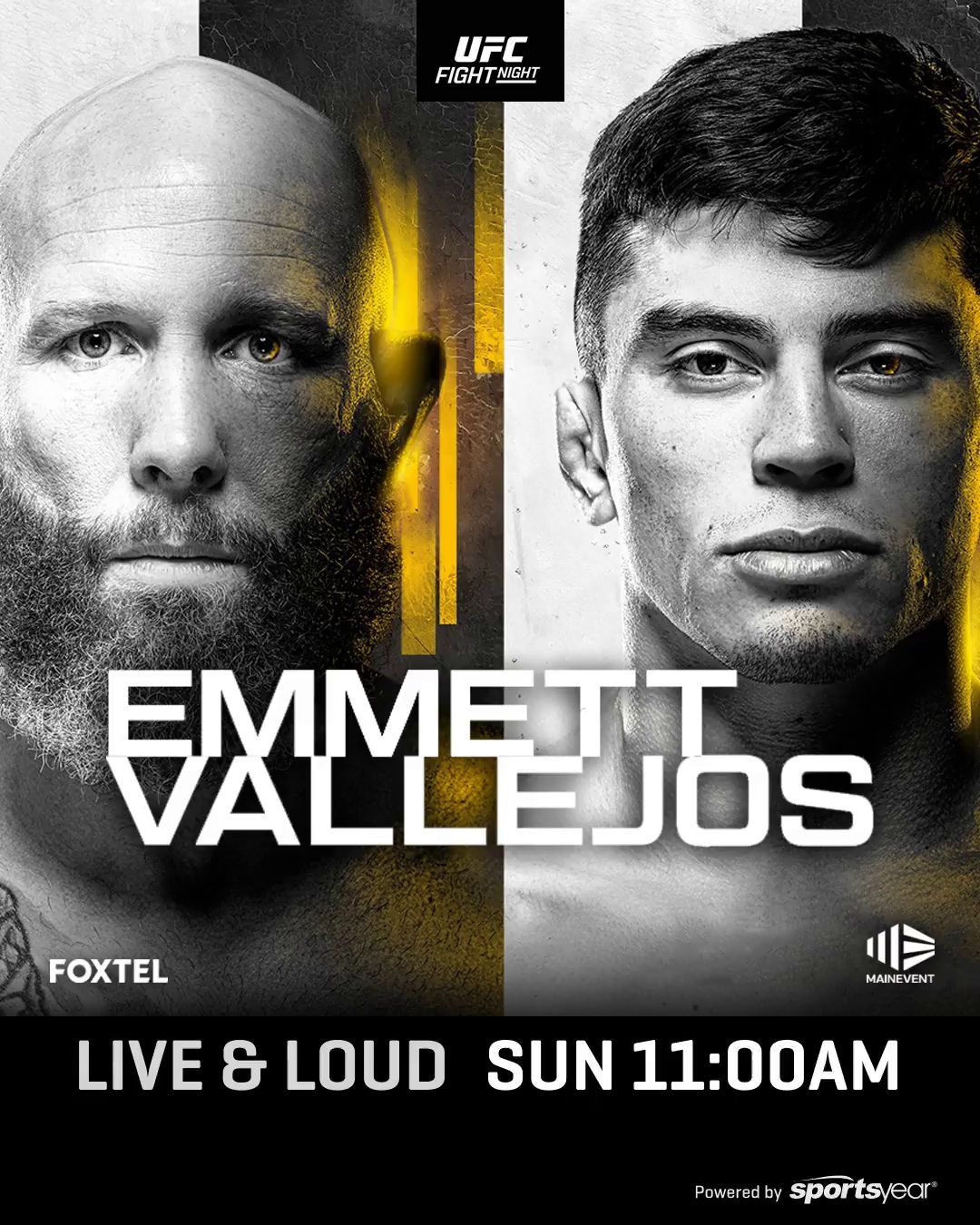 UFC fight night promo featuring Emmett v Vallejos