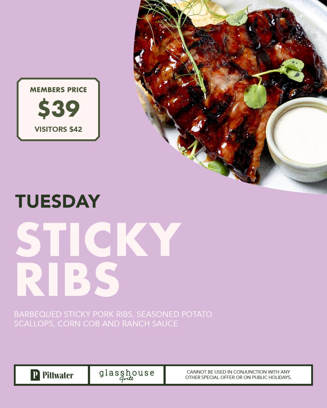 Thursday members meal special at Glasshouse Grill, Mona Vale with chicken schnitzel, chips and salad