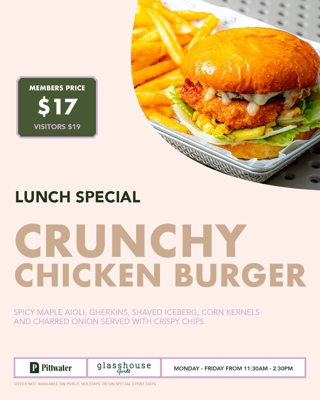 Lunch special at Glasshouse Grill, Mona Vale with prawns in rich tomato sauce served with flatbread