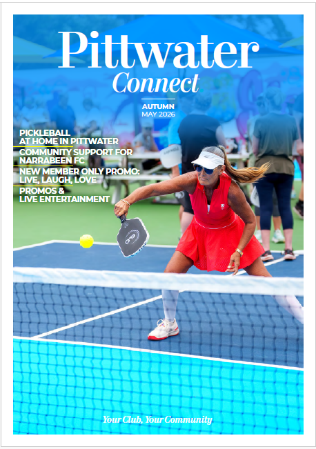 Pittwater Connect magazine Autumn 2026 Pickleball player on court