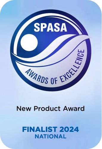 SPASA Awards of Excellence logo: Blue circular emblem with text, 