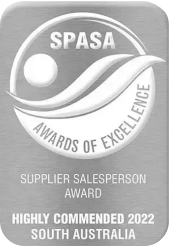 SPASA Award of Excellence badge, silver, for Supplier Salesperson Award, Highly Commended 2022, South Australia.