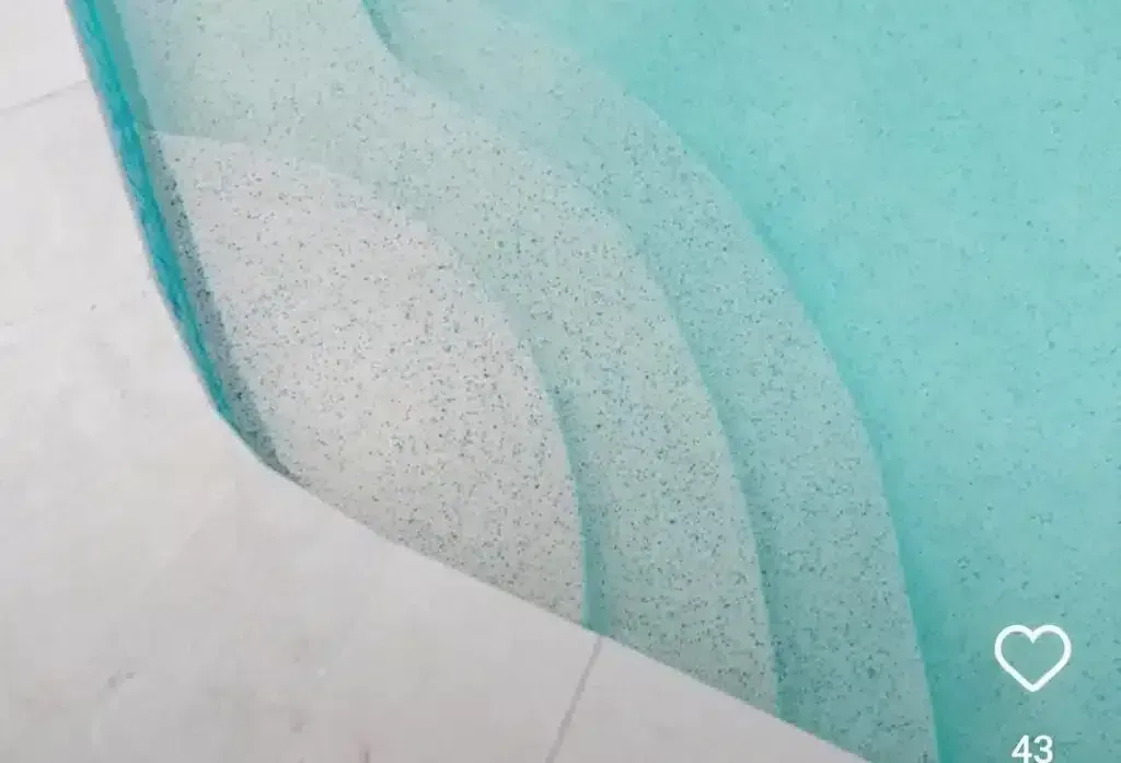 Layers of light blue fabric.