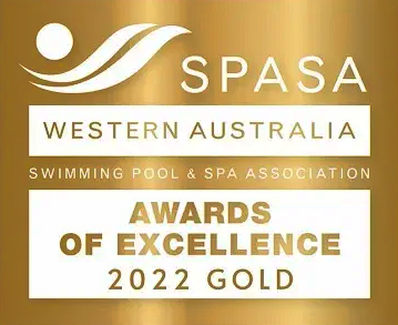 SPASA Western Australia Awards of Excellence 2022 Gold badge: gold background, white text and logo.