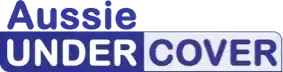Aussie Under Cover logo: blue text on white background, 