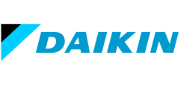 The daikin logo is blue and black on a white background.