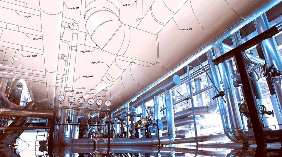 computer cad design of pipelines for modern industrial power plant