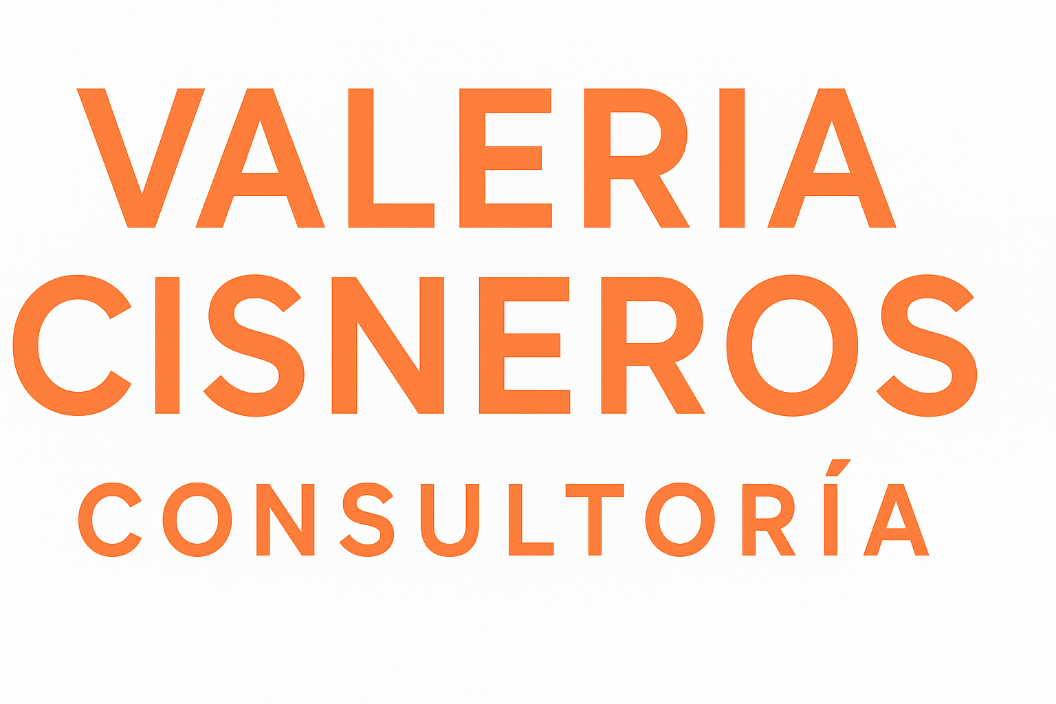 El logotipo de Valeria Cisneros Coaching es naranja sobre un fondo blanco.