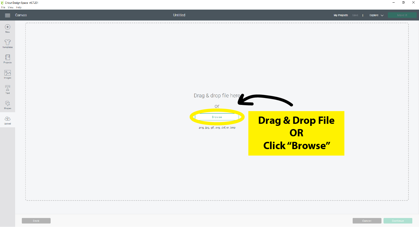 drag and drop file or click browse