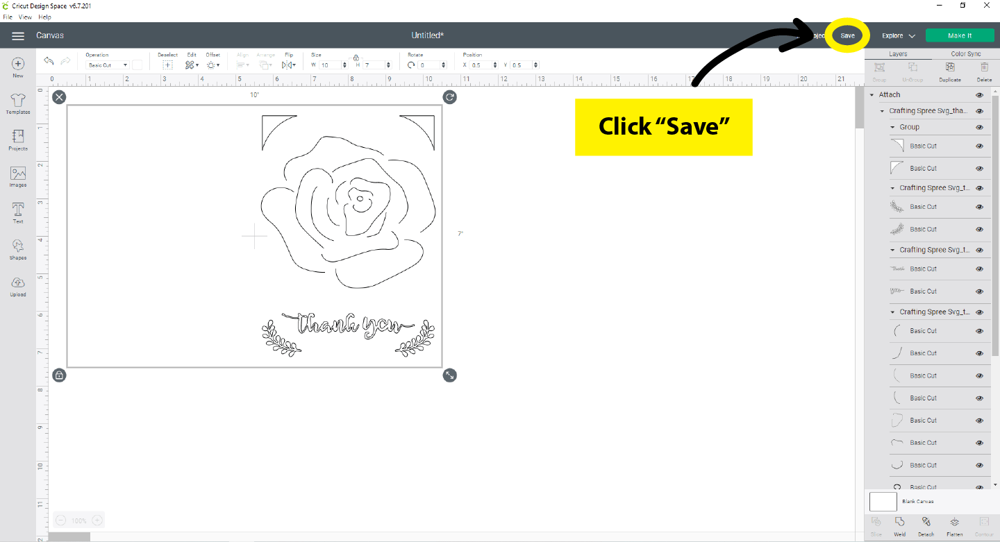 click save to save your project