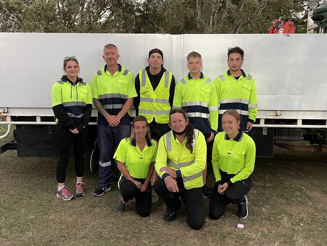 Team of Staff Wearing Fluro Workwear — Contact Party Bins in Sunshine Coast, QLD